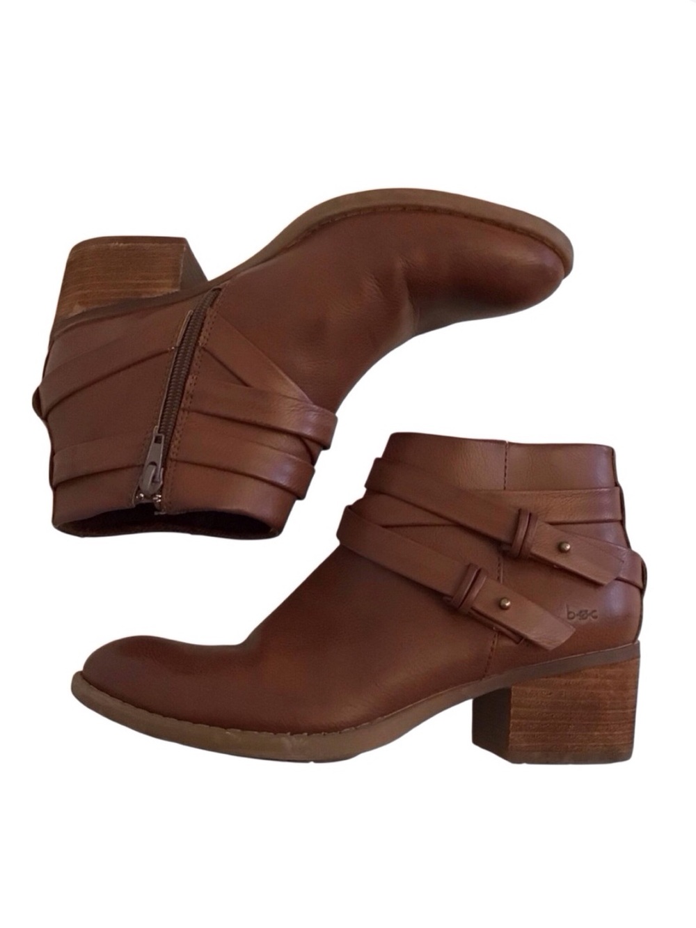 b.o.c. 8 Ankle Boots Women’s Brown Chunky Heels Straps Comfort Booties Shoes
